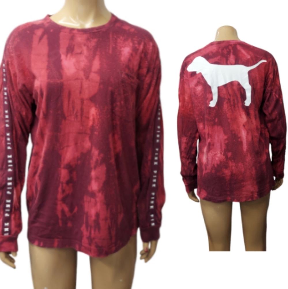 VS PINK Upcycled Custom Bleached Long Sleeve Shirt Top